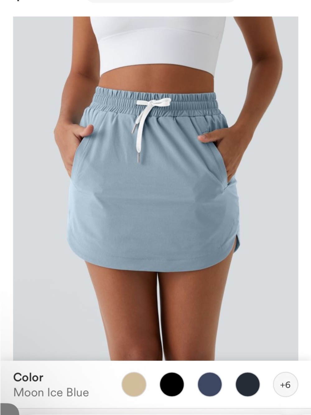 High Waisted Drawstring Pocket 2-in-1 Curved Hem Mini Golf Skirt